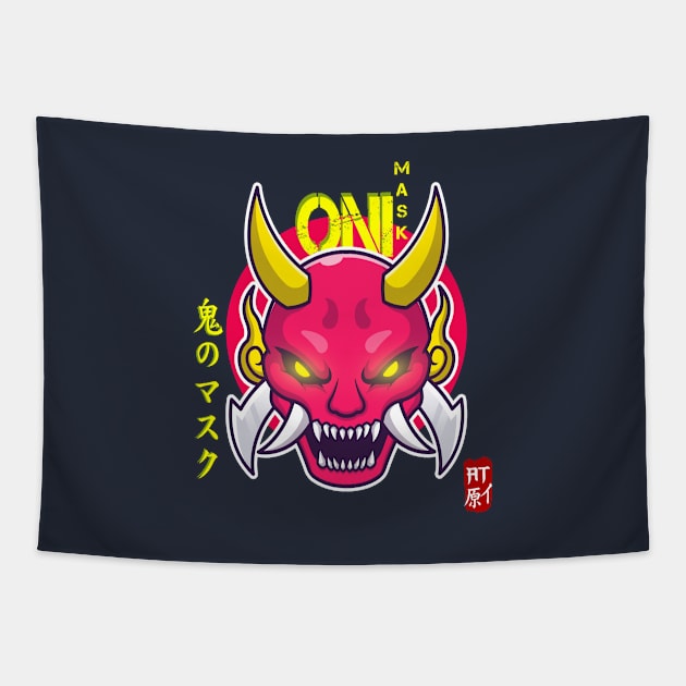 Japanese Oni Mask Chibi Tapestry by AlbertoTand