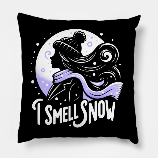 I Smell Snow - Silhouette by the Moon Pillow by Fenay-Designs