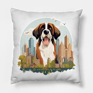 Saint-Bernard Dog Pet Animal Beauty Nature City Discovery Pillow