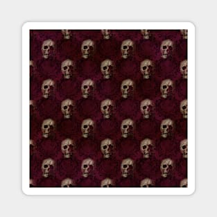 Halloween skull and damask - purple Magnet