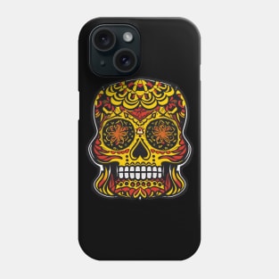 Colorful Red Sugar Skull Art with Yellow Makeup Phone Case