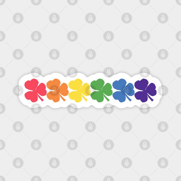 Six Rainbow Colored Shamrocks for St Patricks Day Magnet by ellenhenryart