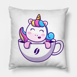 Cute Unicorn In Cup Coffee Pillow