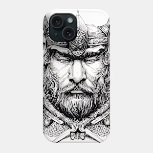 Warrior Legend Wild Nature Illustration Line Epic Illustration Line Art Phone Case