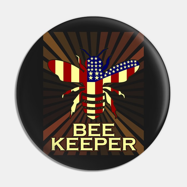 American Beekeeper Funny Beekeeping Gift Pin by Warmfeel