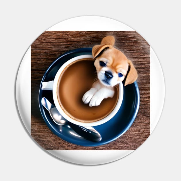 Cute Puppy Dog And Coffee Puppuccino Pin by ShopSunday