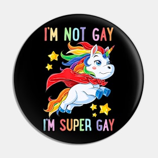 LGBTQ Unicorn Super Gay Pride LGBT Ally Flag Retro Pin