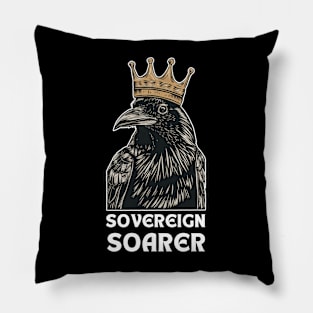 A Crow Wearing A Crown Pillow