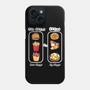 Non-Vegan Versus Vegan Dinners Phone Case