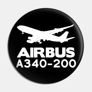 Airbus A340-200 Silhouette Print (White) Pin