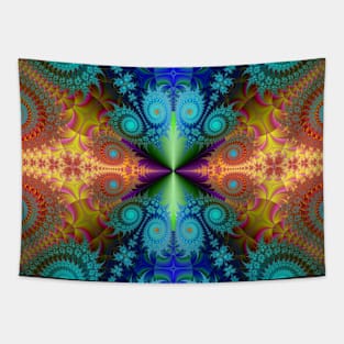 Orange Turquoise Fractal Design Tapestry