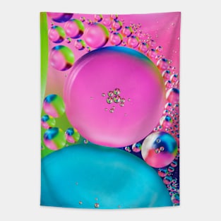 Colorful close up of oil drops in water Tapestry