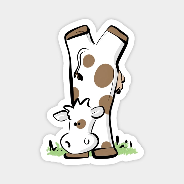 Cow handstand Magnet by Jason's Doodles