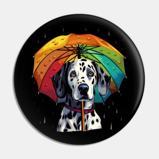 Dalmatian Rainy Day With Umbrella Pin