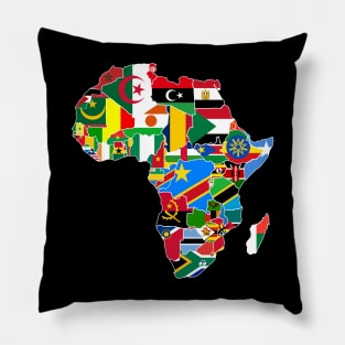 Africa Continent Map with Country Corresponding Flags | African Pride Pillow