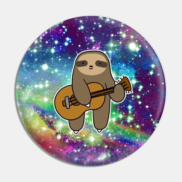 Guitar Sloth Rainbow Space Pin by saradaboru