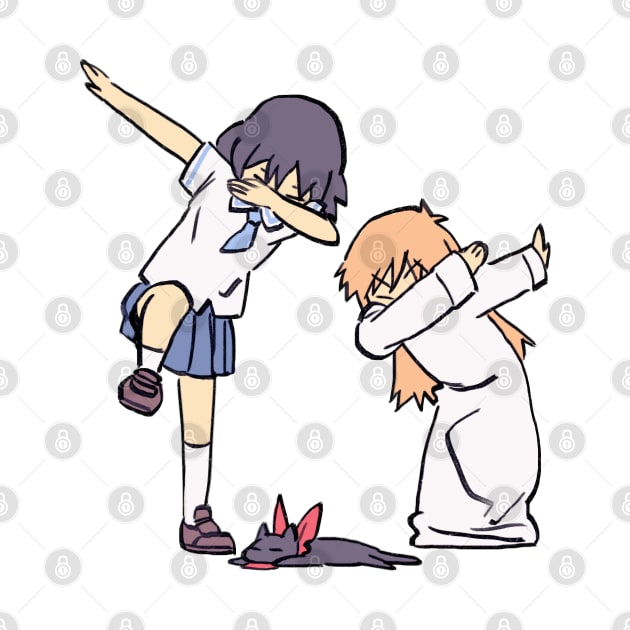 I draw that scene of nano and hakase dabbing on sakamoto / funny nichijou meme by mudwizard