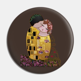 Kokeshis The kiss of Klimt Pin