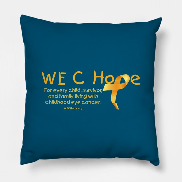 WE C Hope Gold Lg Ribbon Alt Tagline Pillow by World Eye Cancer Hope