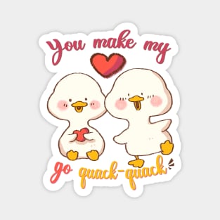 You make my heart go quack-quack, Cute Valentine Gift with Ducks in Love Magnet