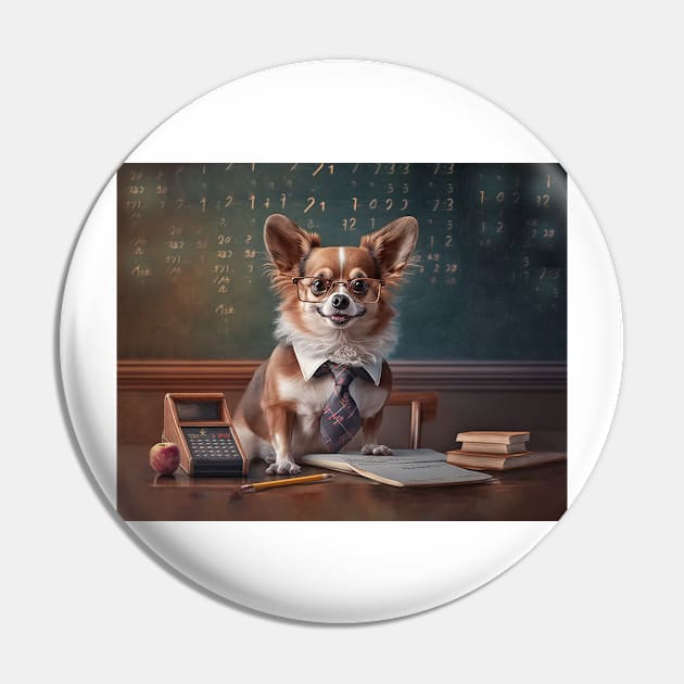 Chihuahua Dog Teacher's Pet in School Pin by candiscamera