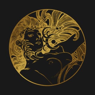 Art nouveau gold silhouette lady 3 T-Shirt