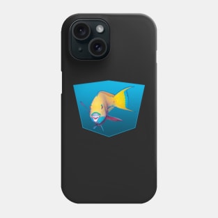 Colorful parrotfish | Blue background | Phone Case