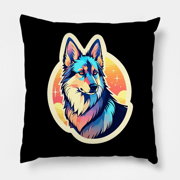 German Shepherd Dog Illustration Pillow by FluffigerSchuh