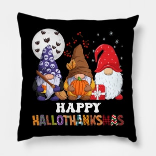 Halloween Thanksgiving Christmas Happy HalloThanksMas Gnomes Pillow