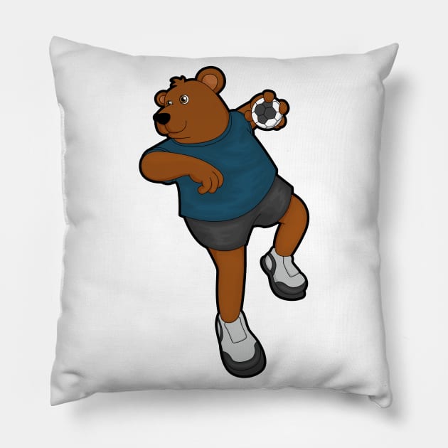 Bear at Handball player with Handball Pillow by Markus Schnabel