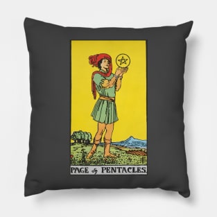 Page of pentacles tarot card Pillow