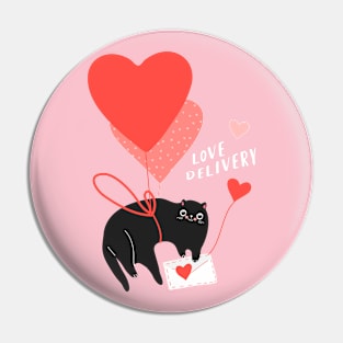 Cat Love delivery Cat Valentine for Cat Lovers Pin