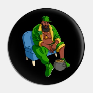 Black Leprechaun Gangster St Patricks Day Pin