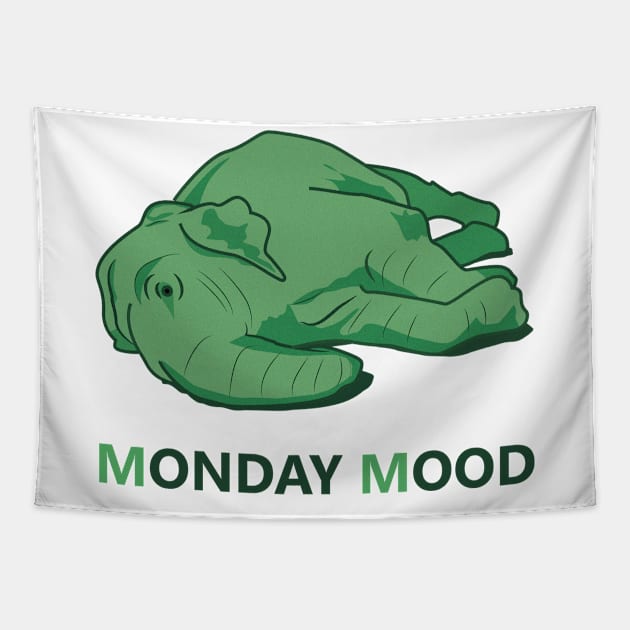 Monday Mood of a tired green elephant Tapestry by Nosa rez