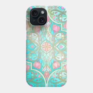 Floral Moroccan in Spring Pastels - Aqua, Pink, Mint & Peach Phone Case