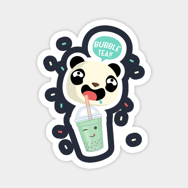 Bubble Tea Panda Boba Tea Funny Cute Animal Design Magnet by GatheringoftheGeek