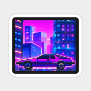 Neon car in Cyberpunk city Magnet