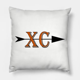 Cross Country Logo XC with an arrow in black and orange Pillow