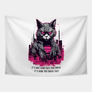 Cyberpunk cat Tapestry