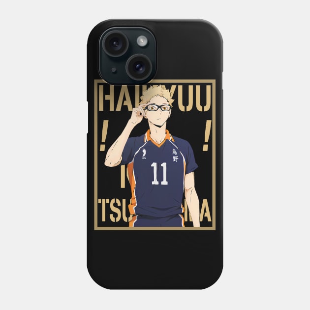 Haikyuu!!: Kei Tsukishima with Colored Background Text Phone Case by InalZ