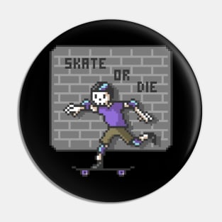 Skate pixel retro video game Pin