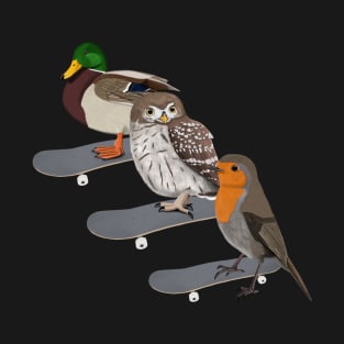 Mallard Owl Robin Bird Skateboard Birdwatcher Animal Biologist T-Shirt