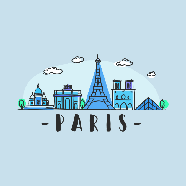 Paris Watercolor Skyline by LR_Collections