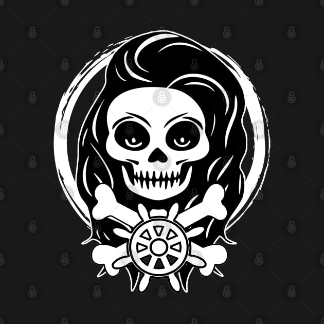 Skipper Skull and Wheel White Logo by Nuletto