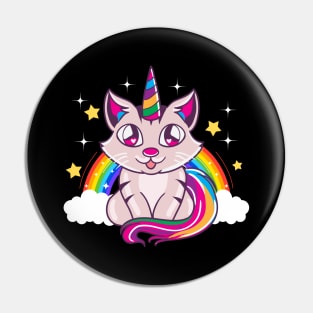 Cute & Funny Unicorn Cat Rainbow Kitty Magical Pin