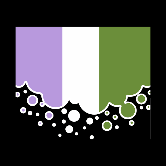 Genderqueer Pride Flag Falling Bubbles Silhouette on Black by VernenInk