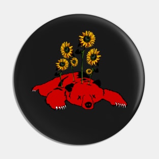 Slava Ukraini - Defeated Russian Bear and Sunflowers (not distressed) Pin