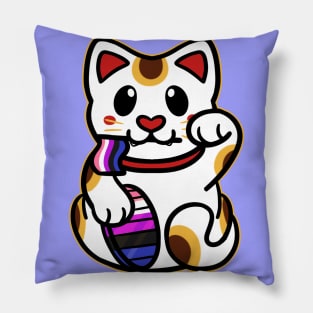 LGBTQ+ Pride Lucky Cat - Genderfluid Pillow