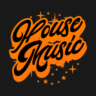 HOUSE MUSIC  - Signature And Stars (black/orange) T-Shirt