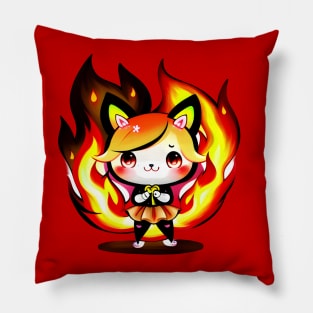 Emberlyn, the Fiery Feline Sprite Pillow